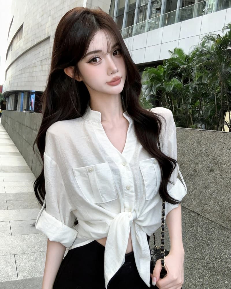 실사 새로운 오래된 돈 바람 톰 글 래 원인 블루 면 린넨 긴팔 자외선 차단 여성 셔츠 상세 이미지 12