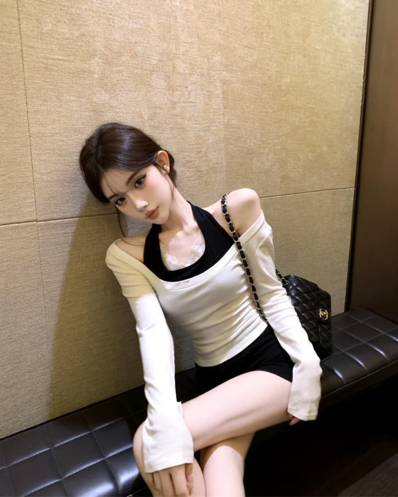 실사 새로운 순수한 욕망 행침 목 캐미솔 티셔츠 맨위 두 조각 여성 세트