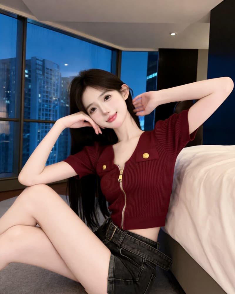 실사 새로운 작은 샤넬 스타일 지퍼 V넥 반팔 니트 티셔츠 여성 상세 이미지 10