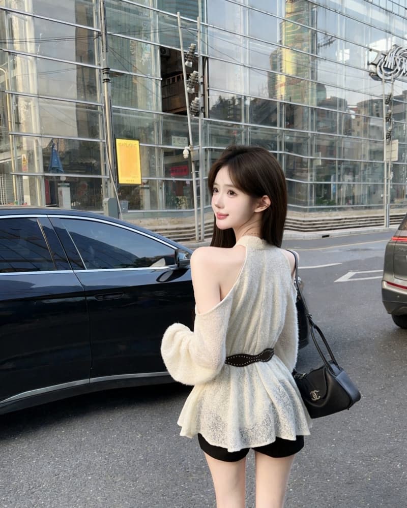 실사 새로운 고유 한 V넥 요금 레이스 오프숄더 레이스 맨위 여성 벨트 포함 이미지 4