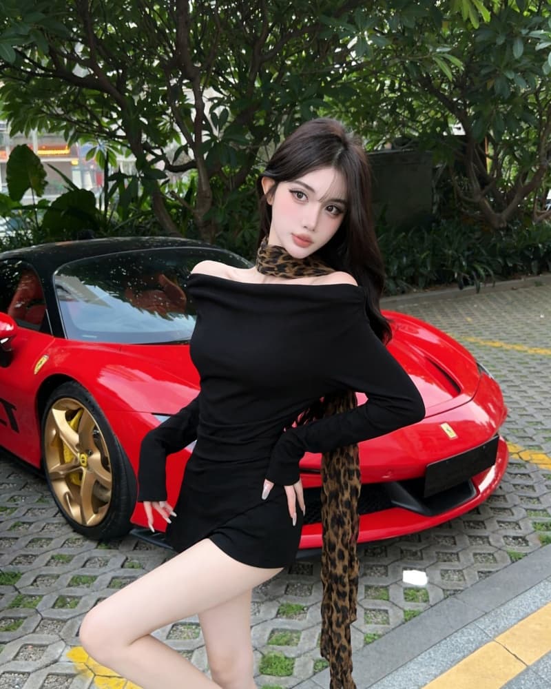 실사 새로운 섹시함 오프숄더 레오파드 무늬 행침 목 리본 긴팔 순면 티셔츠 여성 상세 이미지 20