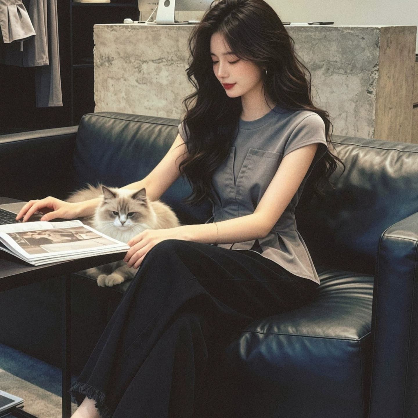 회색 라운드 넥 허리 수축 핀치 Pleat 반팔 티셔츠 여성 여름 긍정적 인 어깨 슬림해 보이는 표지 고기 맨위 빛 연 부서 빛 요리 한 착용 가져 가라. 이미지 6