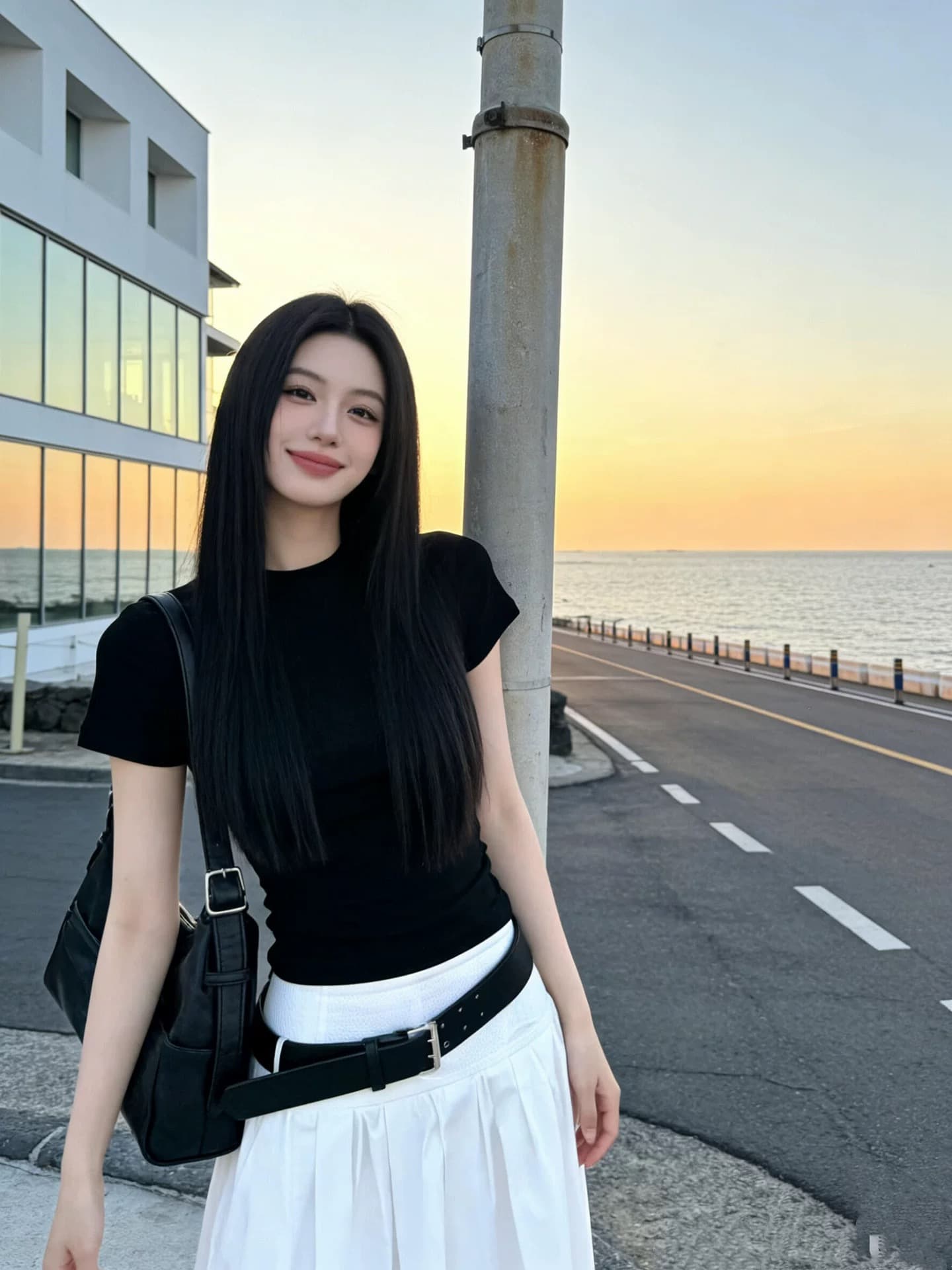 아메리칸 레트로 패치워크 검정색 반팔 티셔츠 여성 여름 몸매 가꾸기 슬림해 보이는 디자인 센스 다용도 느긋한 캐주얼 맨위