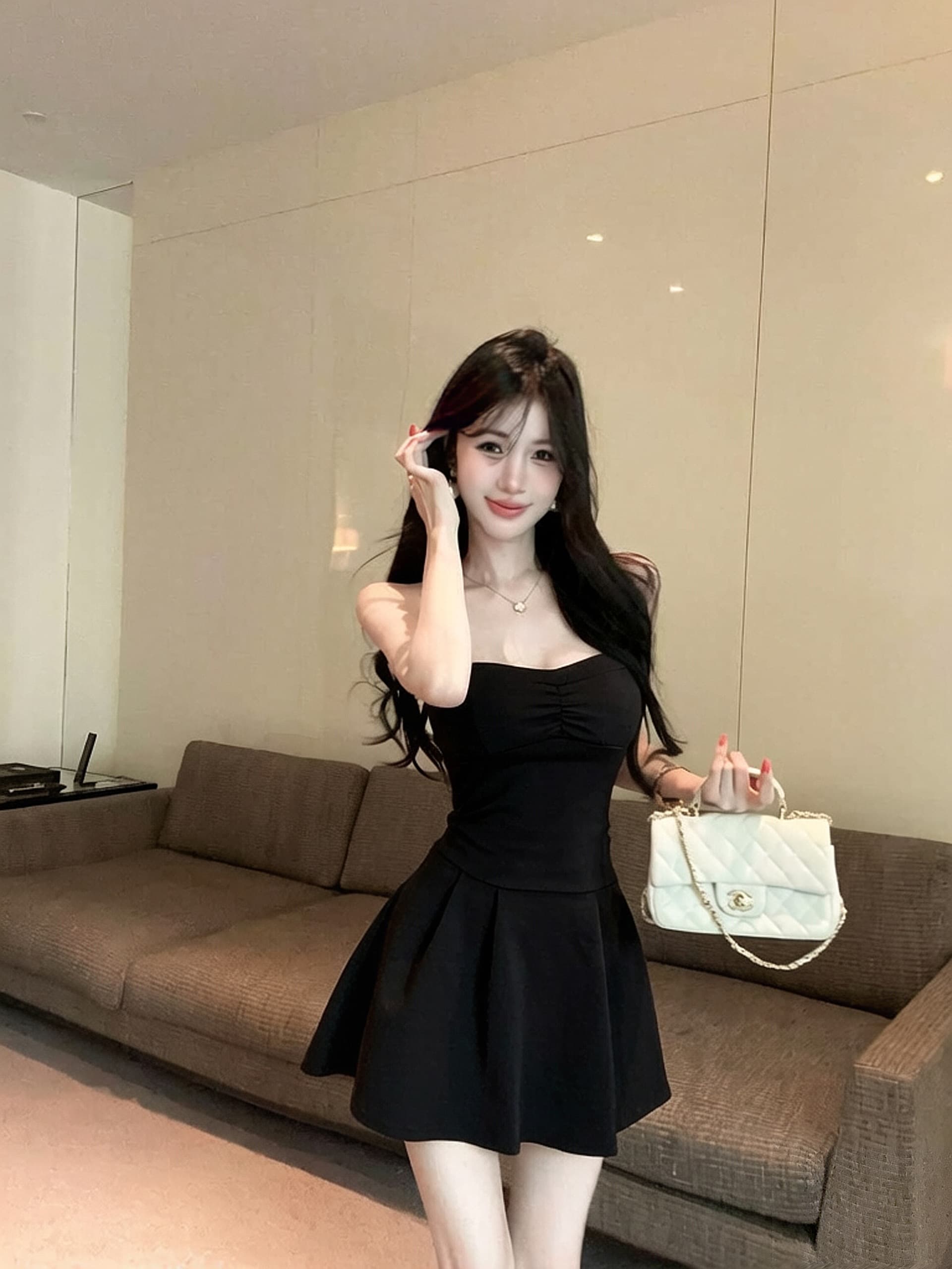실사 새로운 다용도 섹시함 튜브탑 허리 수축 큰 진자 섹시함 슬림해 보이는 슬립 드레스 상세 이미지 4