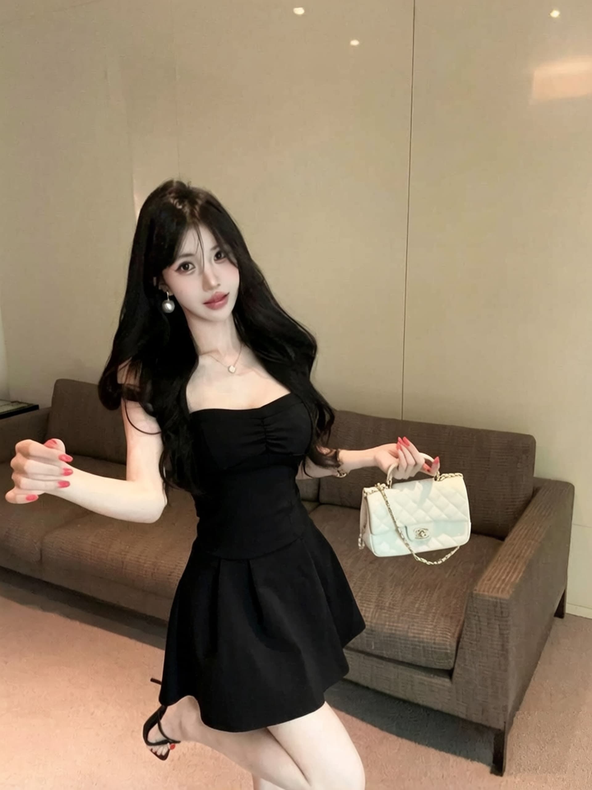 실사 새로운 다용도 섹시함 튜브탑 허리 수축 큰 진자 섹시함 슬림해 보이는 슬립 드레스 상세 이미지 7