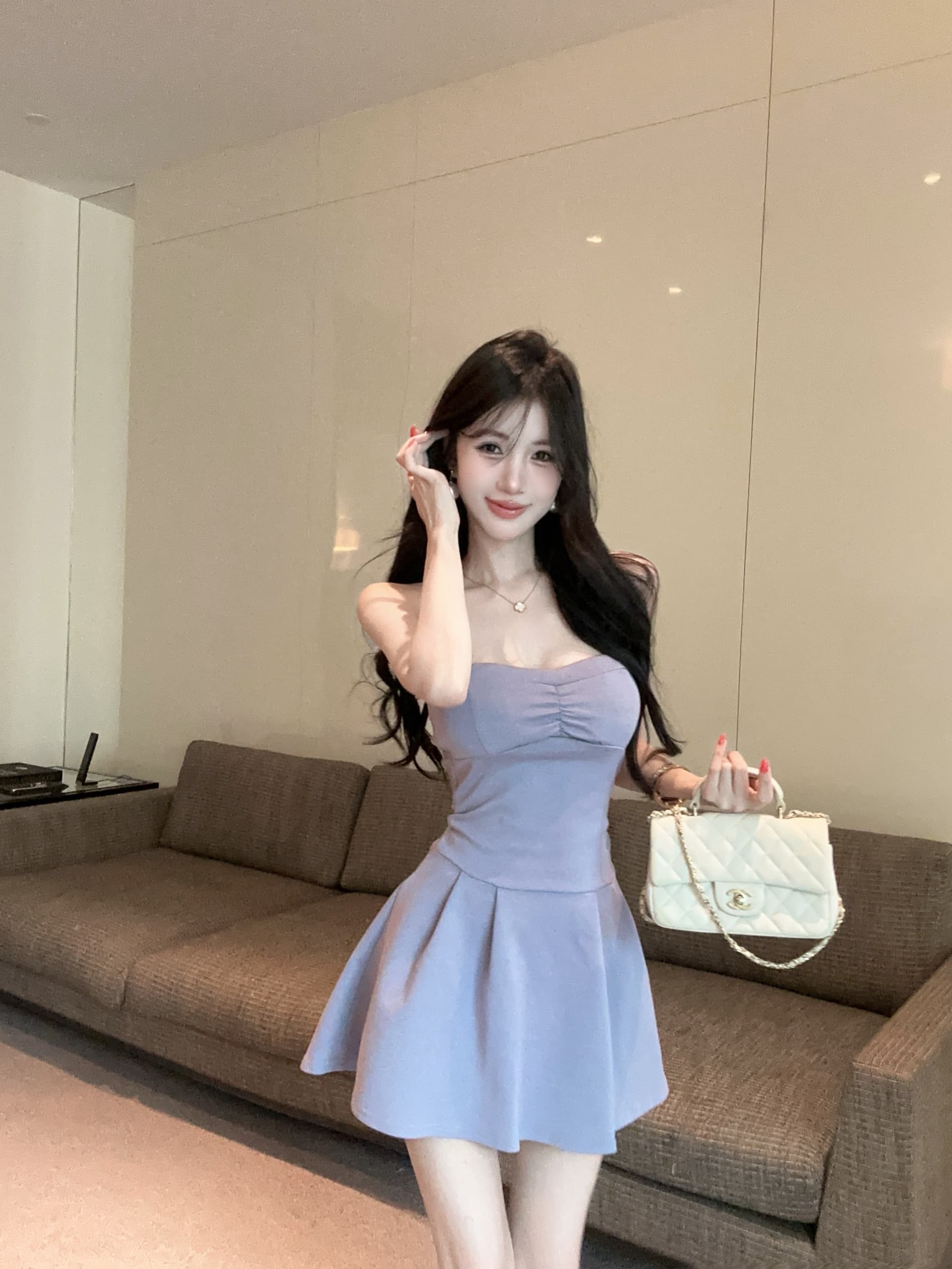 실사 새로운 다용도 섹시함 튜브탑 허리 수축 큰 진자 섹시함 슬림해 보이는 슬립 드레스 상세 이미지 16