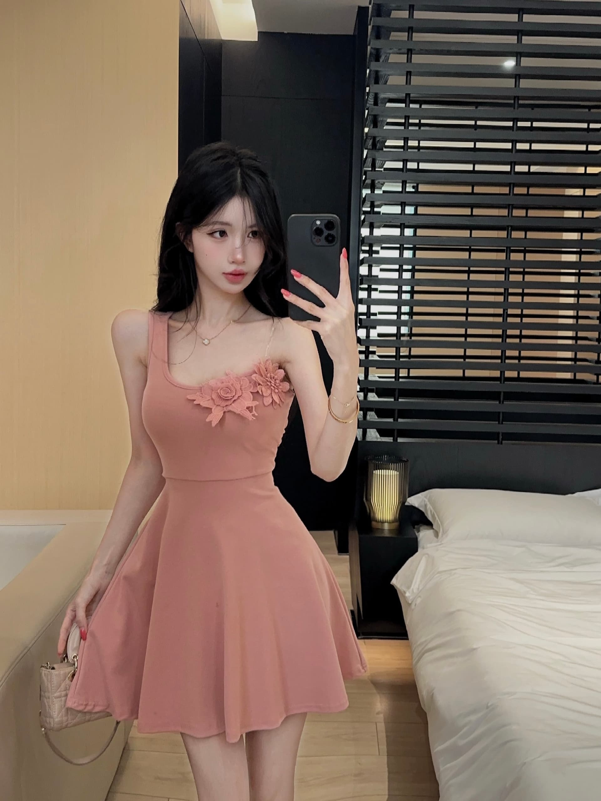 실사 새로운 다용도 섹시함 낮은 가슴 면 소재 신축성 허리 수축 슬림해 보이는 큰 진자 드레스 상세 이미지 9