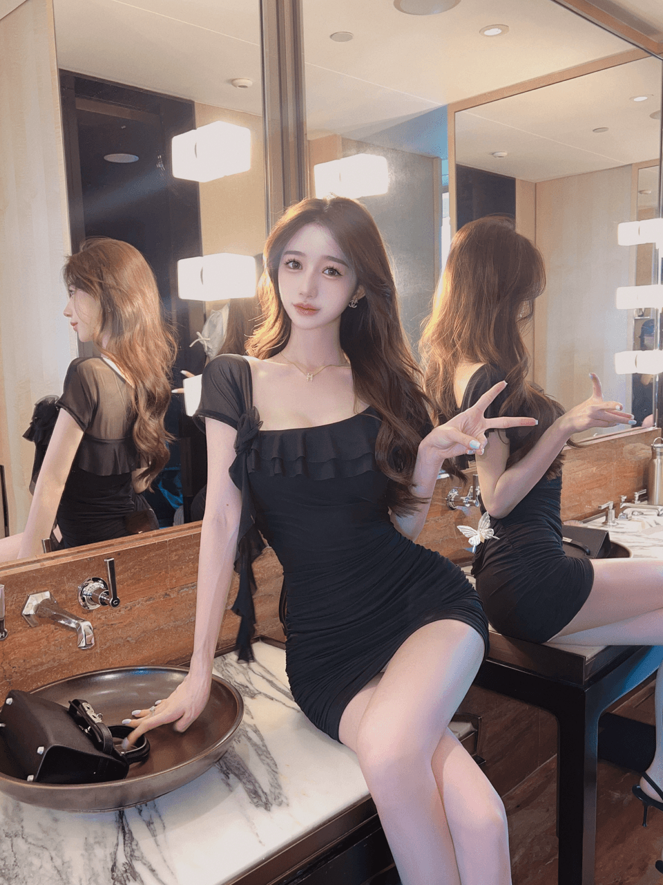 실사 새로운 다용도 섹시함 망사 반팔 술 만나는 슬림해 보이는 타이트 스커트 드레스 상세 이미지 19