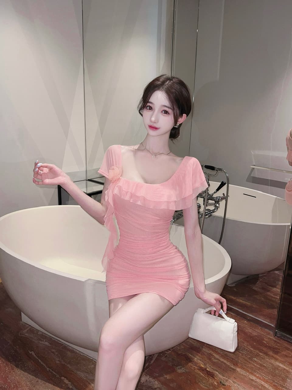 실사 새로운 다용도 섹시함 망사 반팔 술 만나는 슬림해 보이는 타이트 스커트 드레스 상세 이미지 38