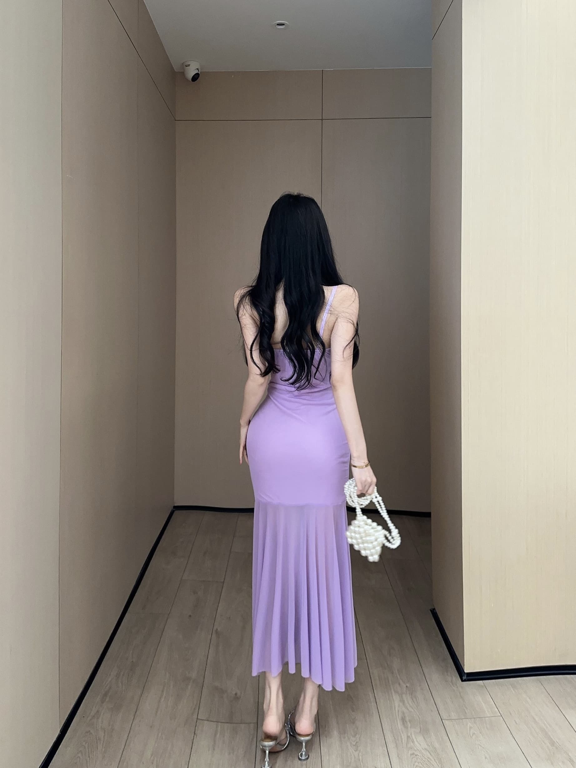 실사 새로운 섹시함 망사 롱 코트 꽃 패치워크 슬림해 보이는 슬립 드레스 상세 이미지 23