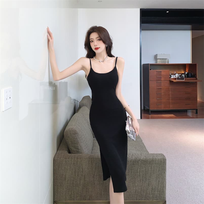 실사 고급 센스 벨트 가슴 패드 섹시함 허리 수축 백리스 다용도 섹시함 슬립 드레스 상세 이미지 18