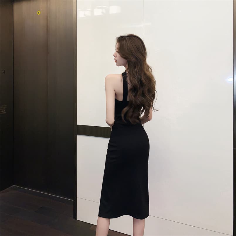 실사 섹시함 행침 목 싸움 망사 슬림해 보이는 중간 길이 치마 다용도 타이트 스커트 드레스 벨트 포함 상세 이미지 17