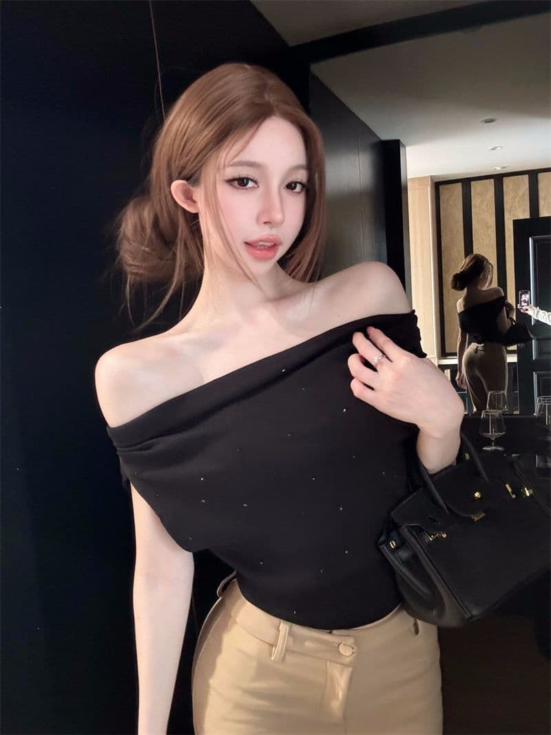 여름 새로운 부드러운 바람 레이스 레이스 라운드 넥 반팔 니트 스웨터 여성 몸매 가꾸기 품격 연령 감소 티셔츠 맨위 여성 상세 이미지 18