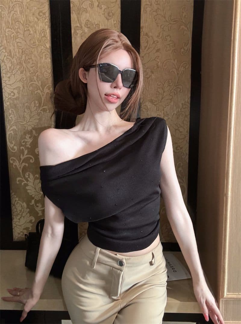 여름 새로운 부드러운 바람 레이스 레이스 라운드 넥 반팔 니트 스웨터 여성 몸매 가꾸기 품격 연령 감소 티셔츠 맨위 여성 상세 이미지 23
