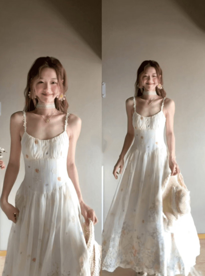 해변가 휴가 바람 외국 가스 연령 감소 여성 드레스 2026 여름 새로운 품격 슈퍼 요정 슬립 롱 스커트 이미지 2