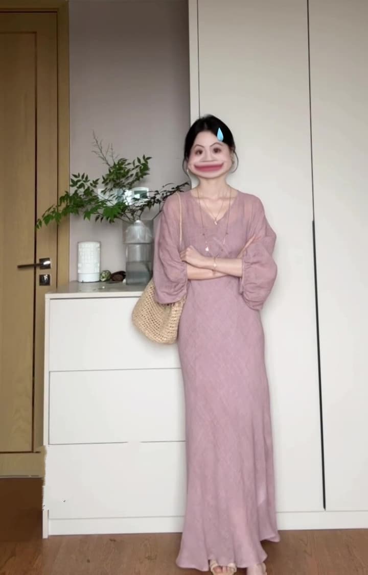 해변가 휴가 바람 허리 수축 긴팔 여성 드레스 2026 여름 꼬집기 허리 길다 치마 이미지 5