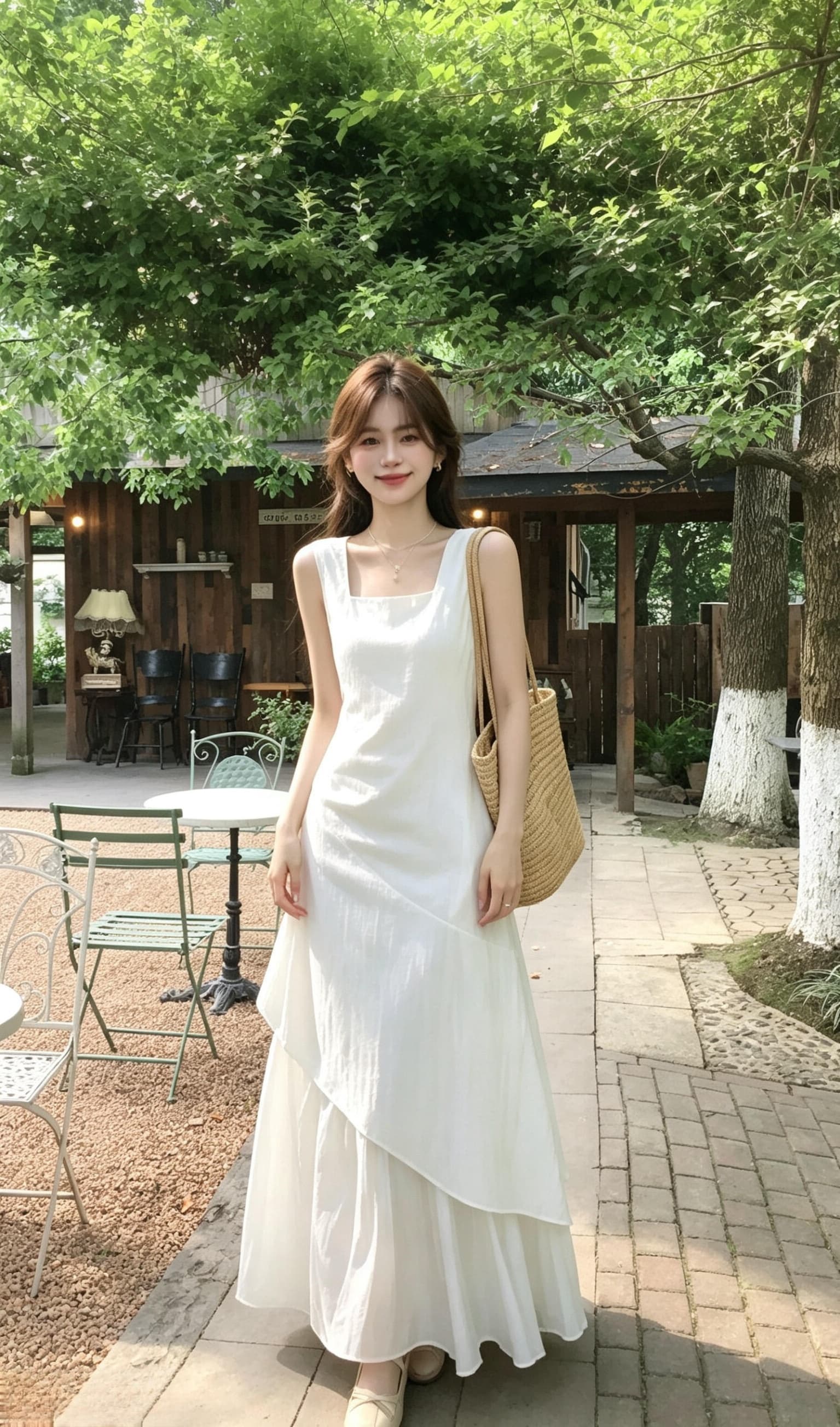 감기 센스 밑단 패치워크 슬림해 보이는 민소매 조끼 여성 드레스 여름 2026 새로운 루즈핏 슬림해 보이는 품격 롱 스커트 상세 이미지 5