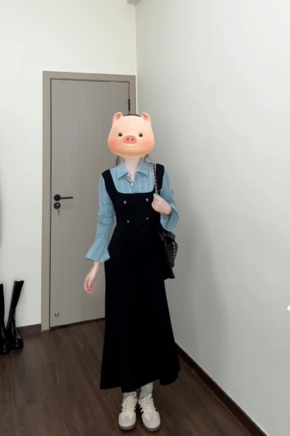 2026 이른 가을 새로운 페이크 레이어드 여성 드레스 디자인 센스 배색 패치워크 슬림해 보이는 품격 롱 스커트 이미지 7