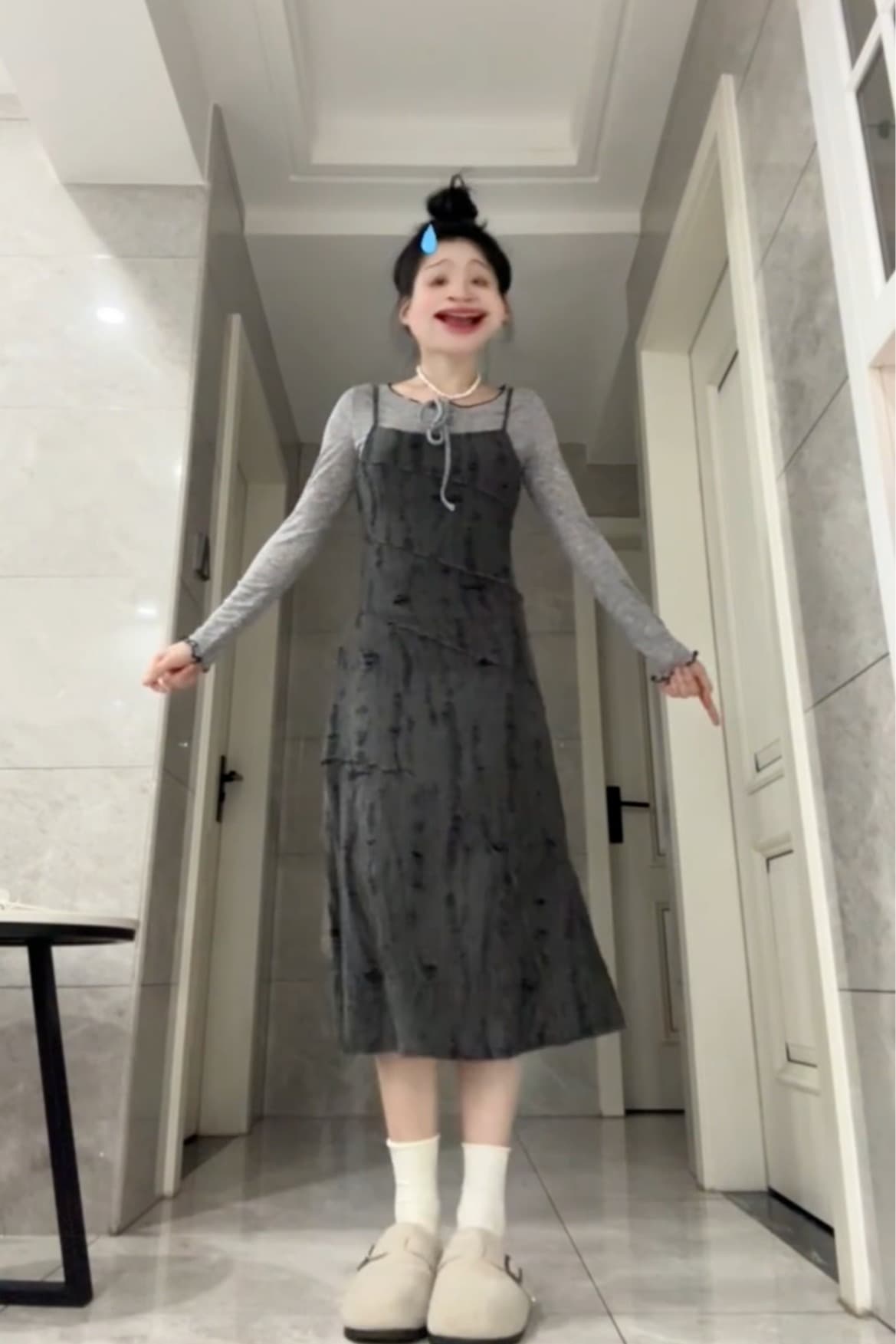 프랑스식 슬립 여성 드레스 2026 가을 겨울 새로운 품격 착용 가져 가라. 전체 집합 작은 키 한 바람 chic 세트 이미지 7