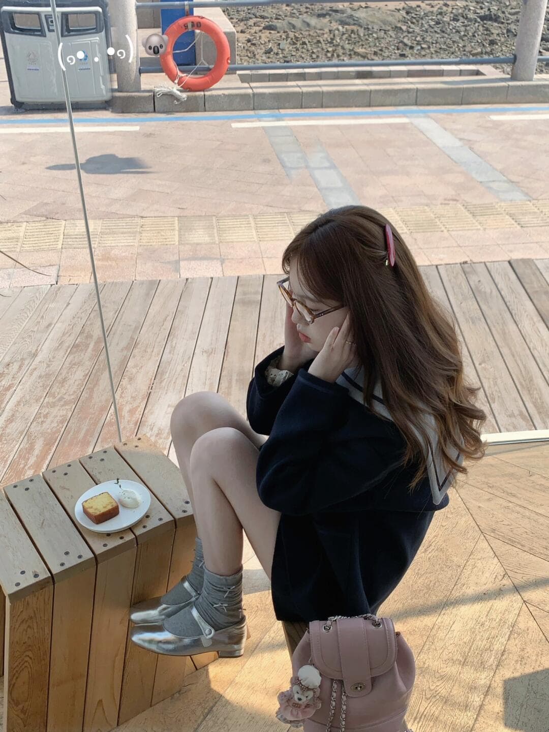 한 부서 학원 스타일 세트 여성 2026 가을 새로운 해군 칼라 배색 블루 색상 모직 세트 재킷 투피스 세트 이미지 4
