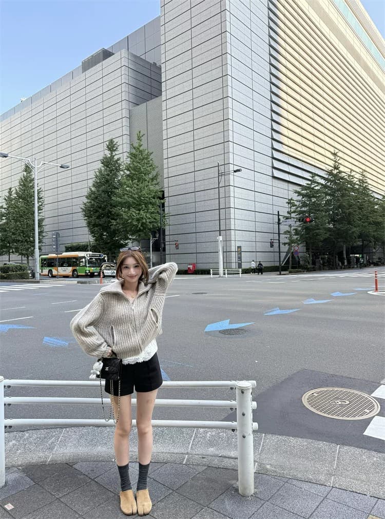 느긋한 윈디 폴로 칼라 지퍼 터틀넥 스웨터 오픈 가디건 여성 2026 가을 겨울 새로운 루즈핏 두꺼운 니트 스웨터 재킷 상세 이미지 37