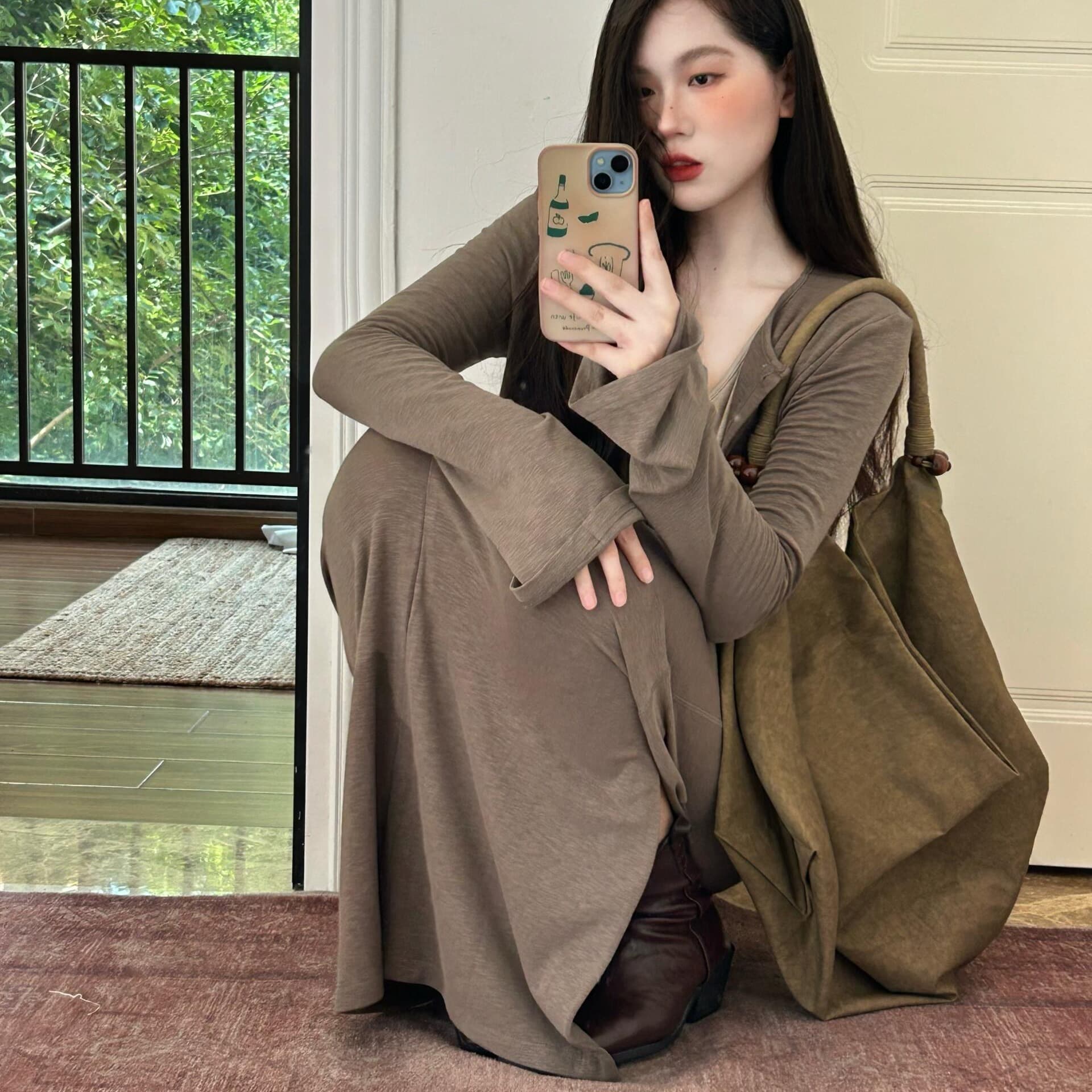 2026 가을 겨울 새로운 니트 오픈 가디건 조끼 반신 드레스 아이들 이른 가을 한 부서 착용 가져 가라. 세트 롱 스커트 이미지 5