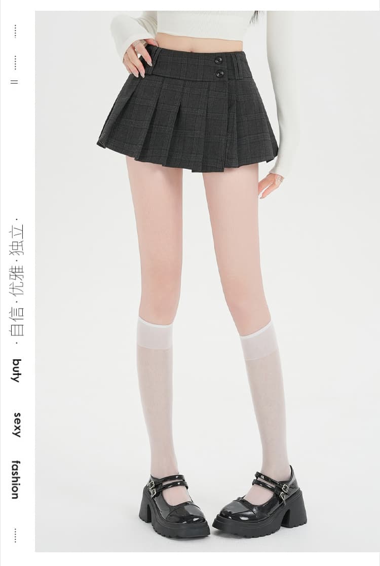 실사 가을 학원 스타일 체크무늬 플리츠 스커트 여성 새로운 핫걸 디자인 다용도 허리 수축 슬림해 보이는 초단 반신 스커트 상세 이미지 18
