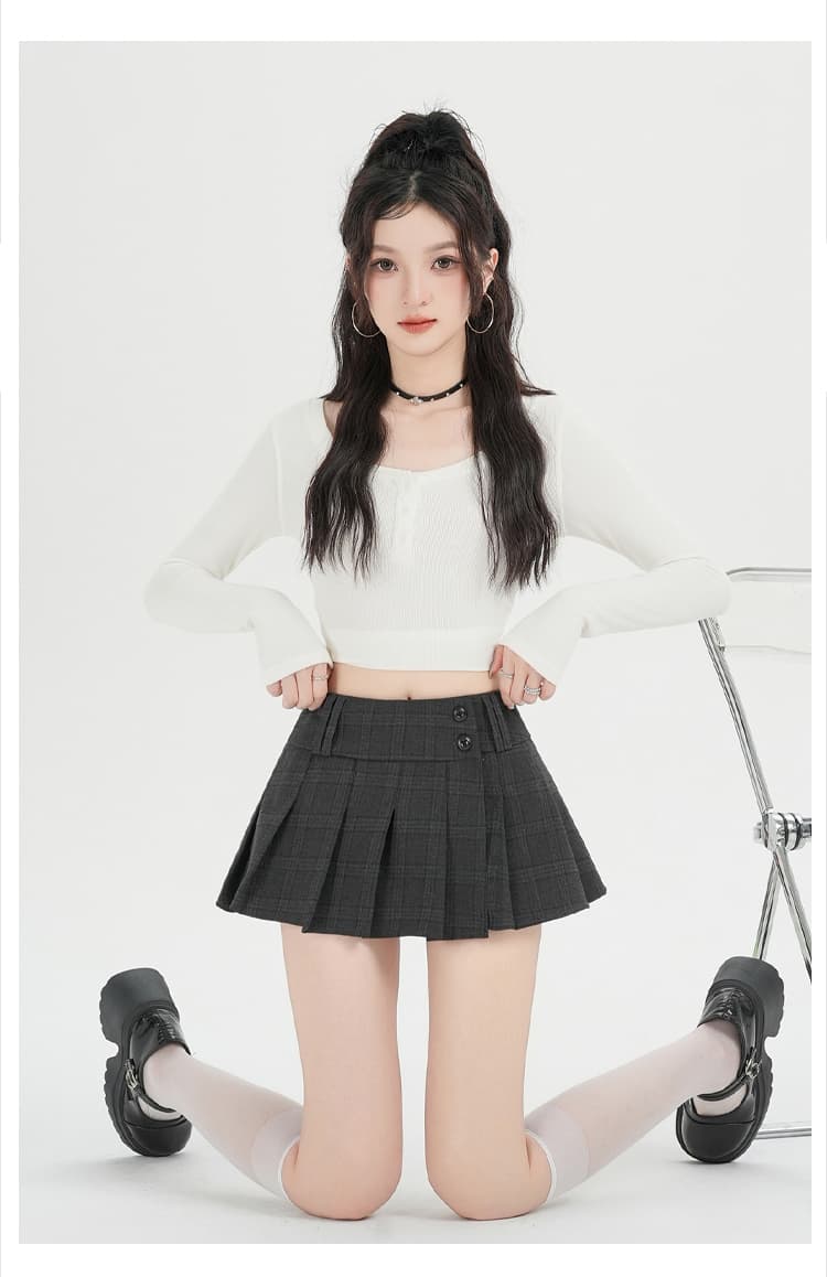실사 가을 학원 스타일 체크무늬 플리츠 스커트 여성 새로운 핫걸 디자인 다용도 허리 수축 슬림해 보이는 초단 반신 스커트 상세 이미지 23