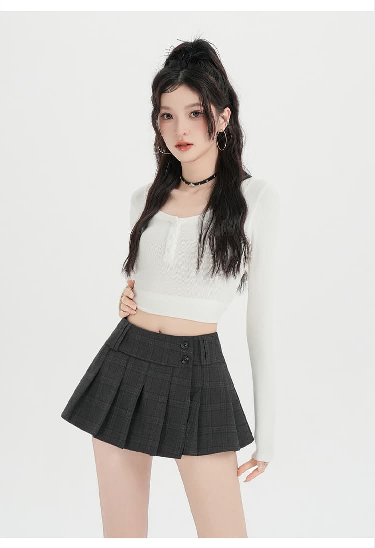 실사 가을 학원 스타일 체크무늬 플리츠 스커트 여성 새로운 핫걸 디자인 다용도 허리 수축 슬림해 보이는 초단 반신 스커트 상세 이미지 24