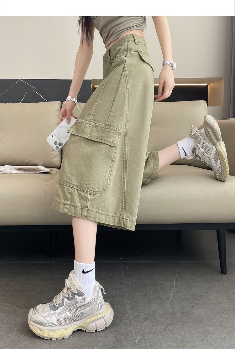 실사 화이트 워크웨어 7 점 넓은 다리 청바지 여성 여름 새로운 루즈핏 슬림해 보이는 주머니 캐주얼 스트레이트 바지 상세 이미지 48