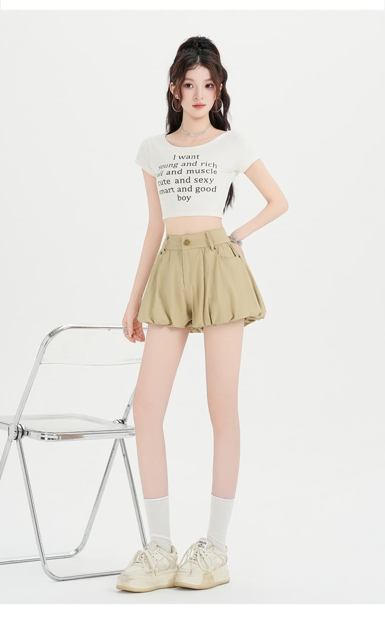 실사 2026 여름 새로운 주름 꽃밭 반바지 여성 핫걸 퍼프 치마바지 하이웨이스트 슬림해 보이는 한 마디 반바지 상세 이미지 42