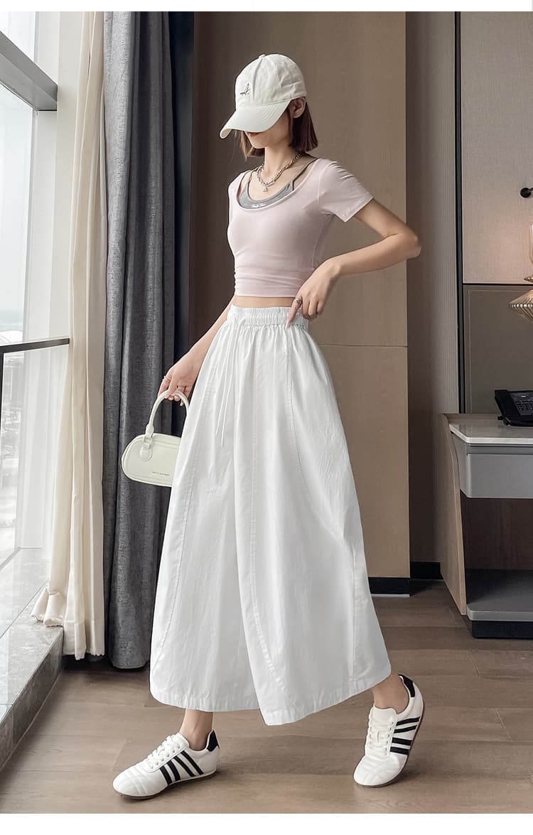 실사 화이트 허리밴드 레이스업 캐주얼 바지 여성 2026 봄 여름 새로운 하이웨이스트 루즈핏 다용도 와이드 레그 팬츠 상세 이미지 26