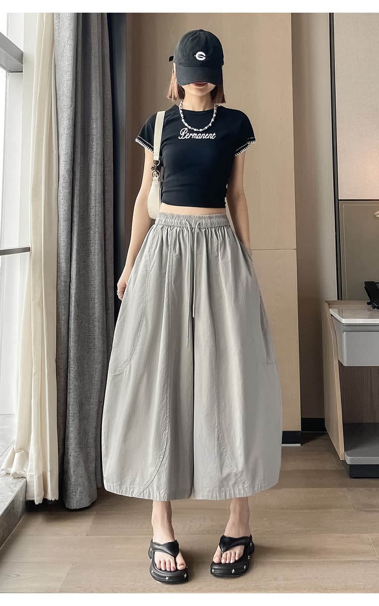 실사 화이트 허리밴드 레이스업 캐주얼 바지 여성 2026 봄 여름 새로운 하이웨이스트 루즈핏 다용도 와이드 레그 팬츠 상세 이미지 33