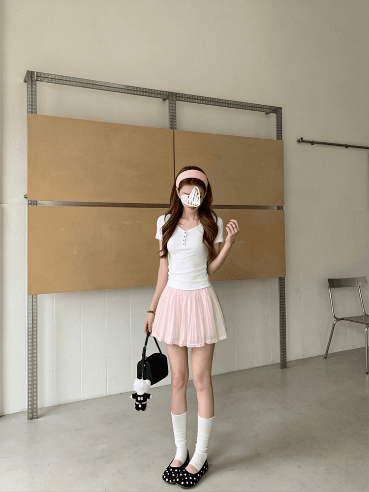 실사 부드러운 실 거즈 스커트 발레 바람 레이스 쉬폰 반신 스커트 여성 2026 여름 플리츠 케이크 미니 스커트 상세 이미지 13