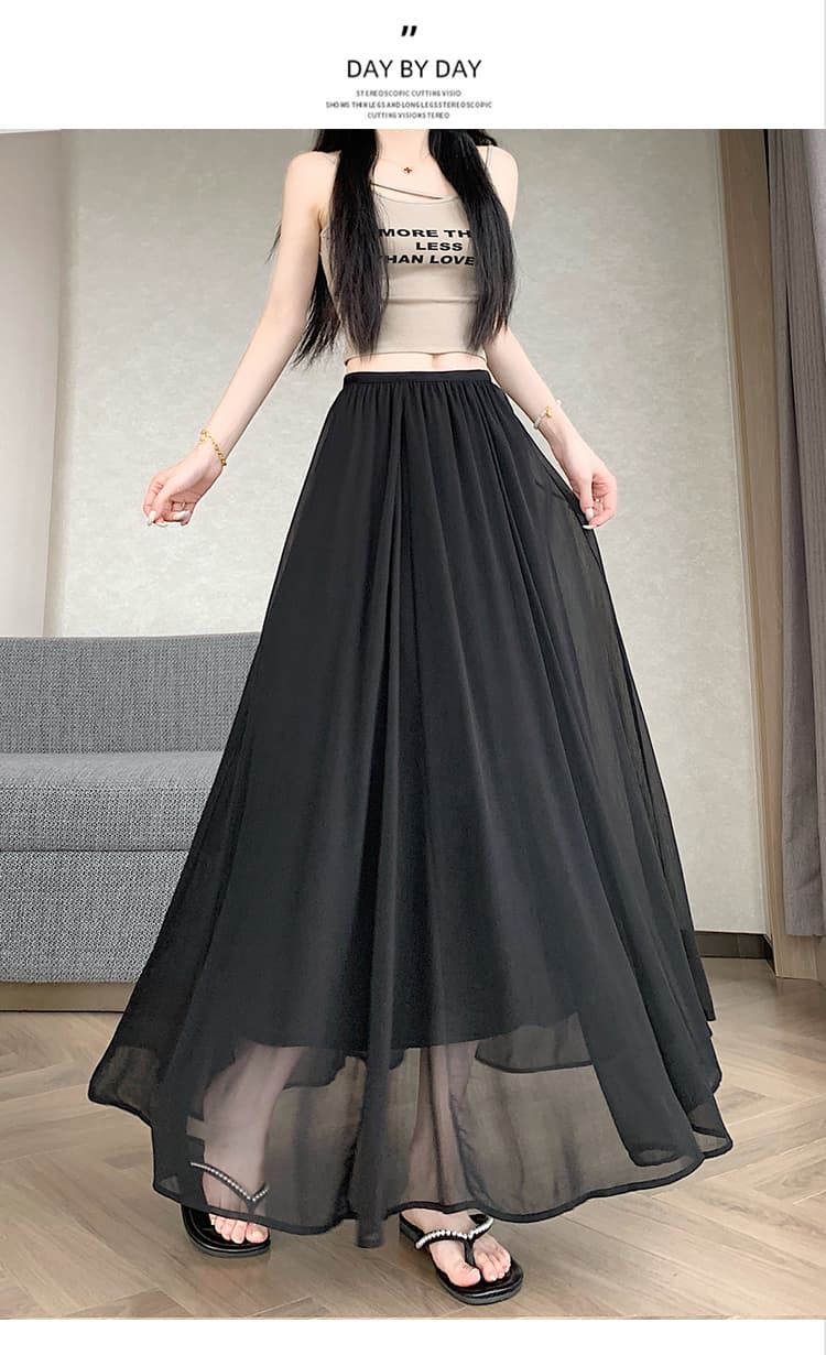 실사 살구 색상 슈퍼 요정 하이웨이스트 한 마디 반신 스커트 여성 여름 허리밴드 루즈핏 다용도 슬림해 보이는 큰 진자 롱 코트 치마 상세 이미지 44