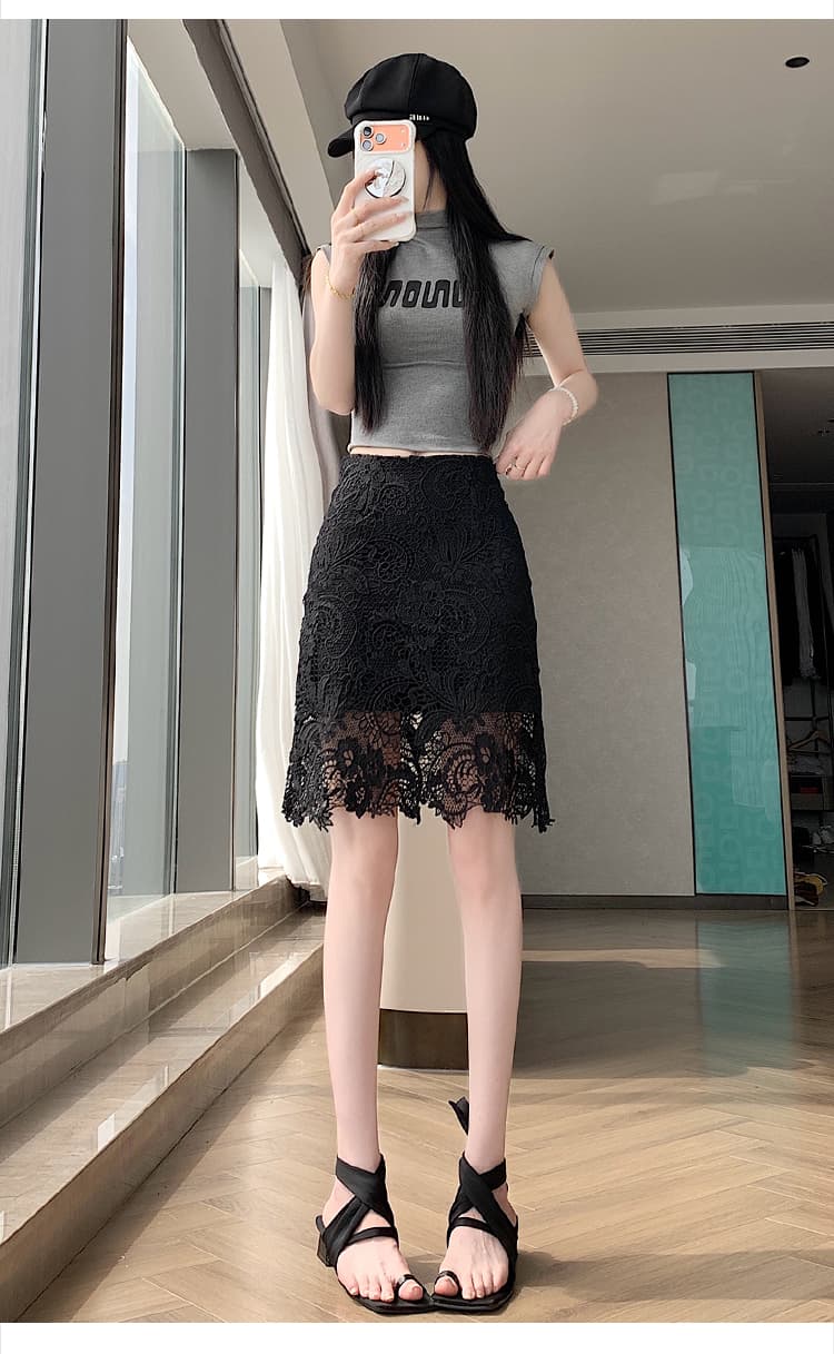 실사 프랑스식 레이스 반신 스커트 여성 2026 여름 새로운 하이웨이스트 슬림해 보이는 한 마디 미니 스커트 몸매 가꾸기 타이트 스커트 상세 이미지 41
