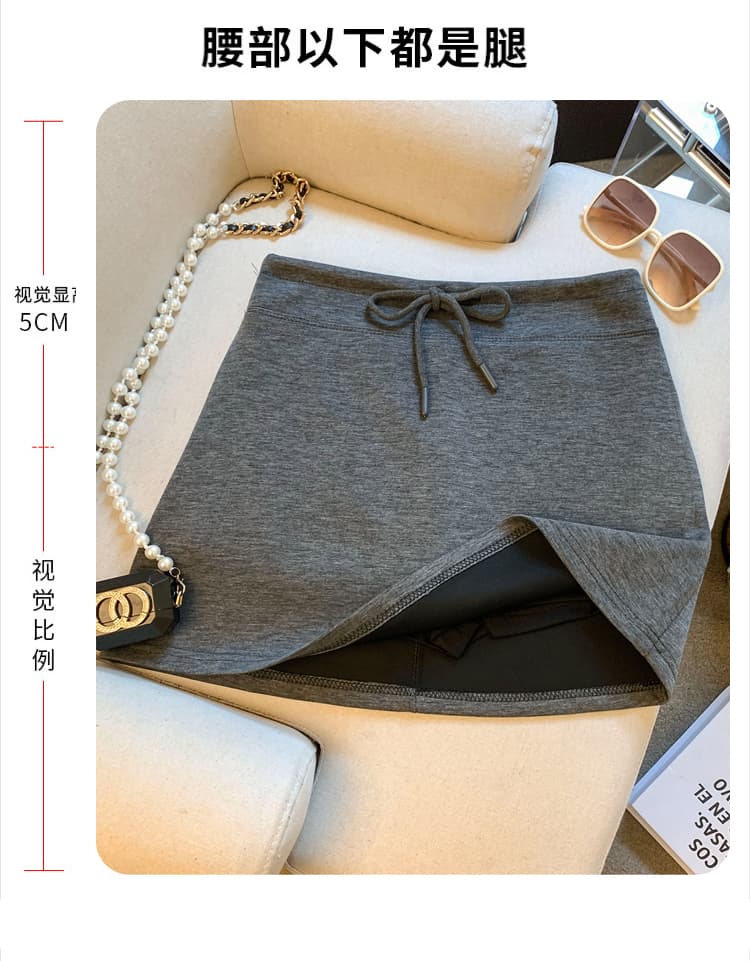 실사 캐주얼 운동 회색 미니 스커트 여성 검정색 한 마디 치마 웨이 치마 반신 스커트 여성 타이트 스커트 미니 스커트 상세 이미지 10