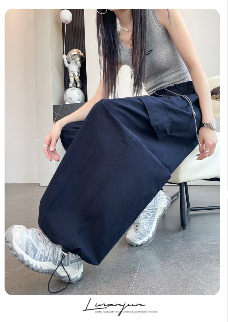 실사 회색 속도 건조한 워크웨어 와이드 레깅스 바지 2026 여름 새로운 하이웨이스트 조거 펌프 로프 캐주얼 도루 센스 긴 바지 상세 이미지 53