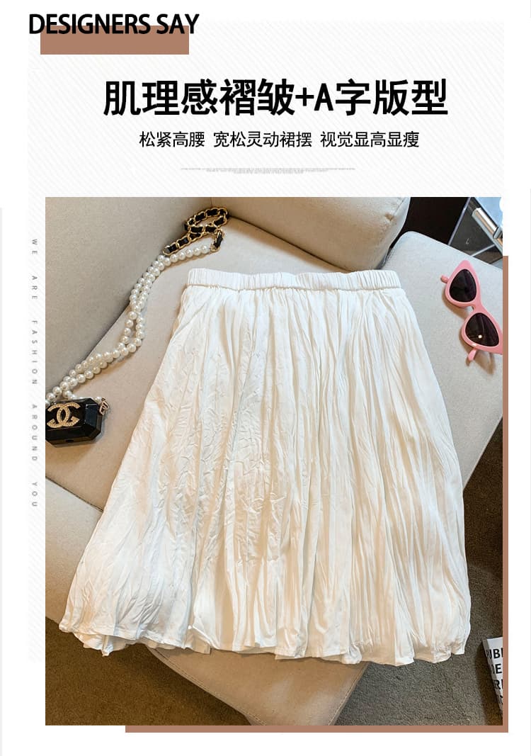 실사 철사 수공 플리츠 루즈핏 슬림해 보이는 반신 스커트 여성 여름 소녀 센스 한 마디 퍼프 반신 스커트 상세 이미지 5