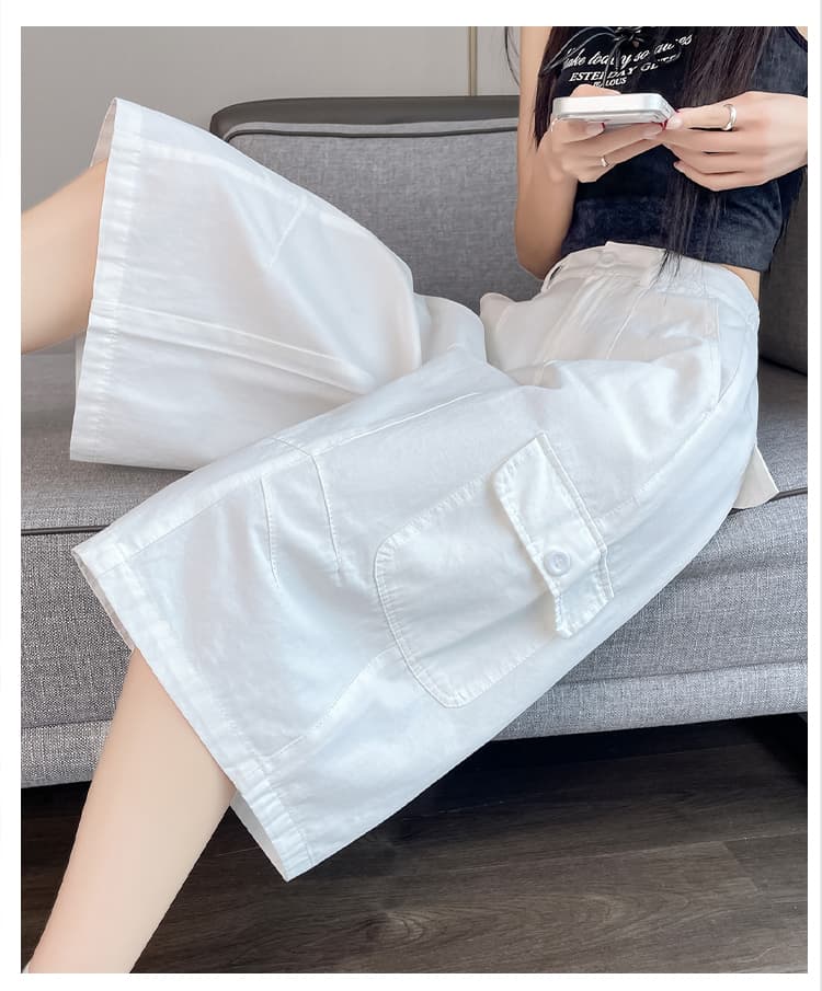 실사 카키 색 워크웨어 캐주얼 바지 여성 2026 여름 새로운 루즈핏 스트레이트 주머니 넓은 다리 7부 바지 상세 이미지 39