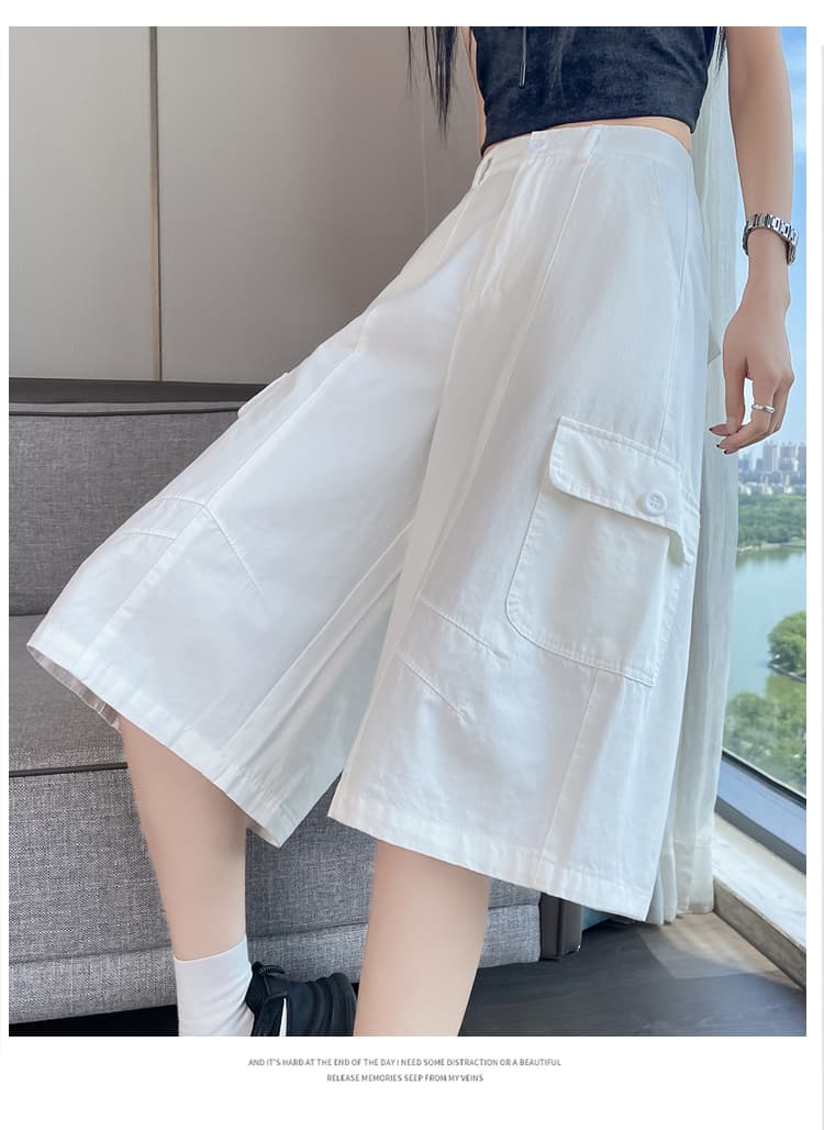 실사 카키 색 워크웨어 캐주얼 바지 여성 2026 여름 새로운 루즈핏 스트레이트 주머니 넓은 다리 7부 바지 상세 이미지 43