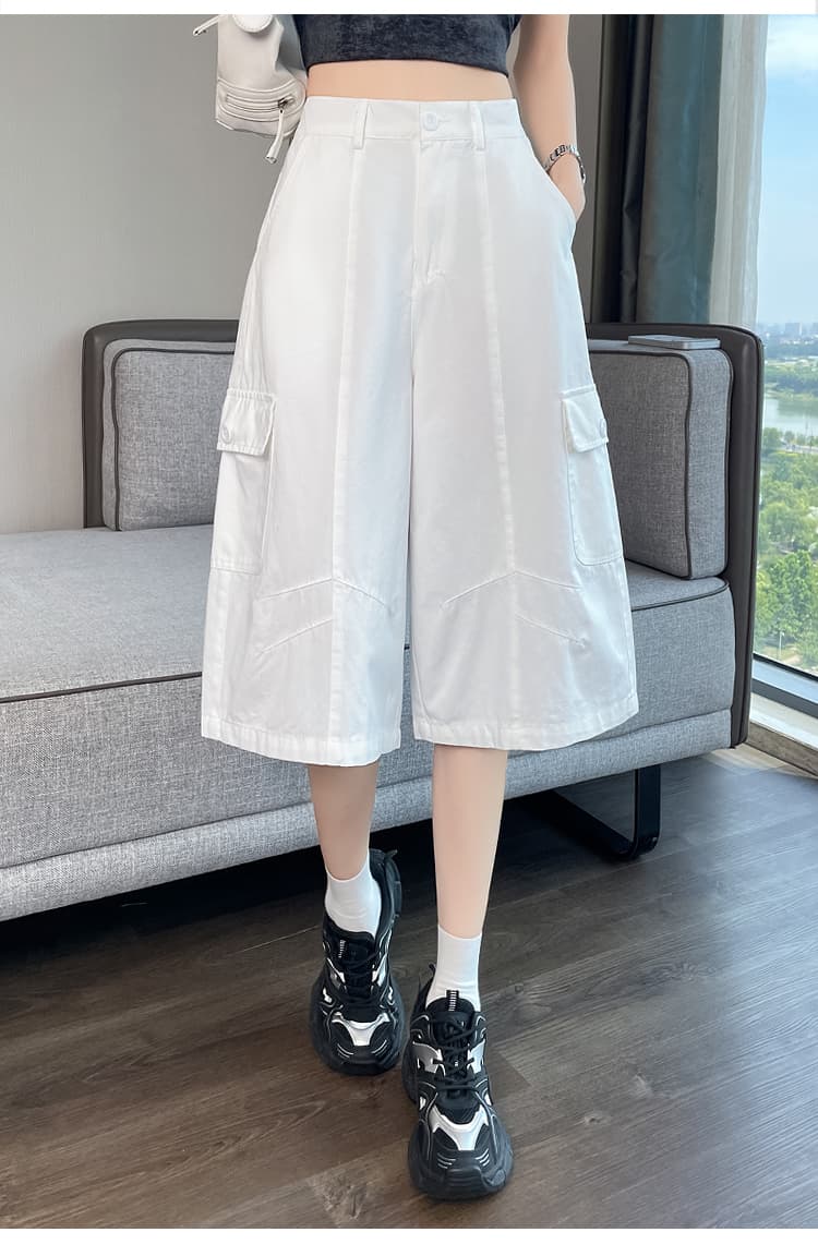 실사 카키 색 워크웨어 캐주얼 바지 여성 2026 여름 새로운 루즈핏 스트레이트 주머니 넓은 다리 7부 바지 상세 이미지 45