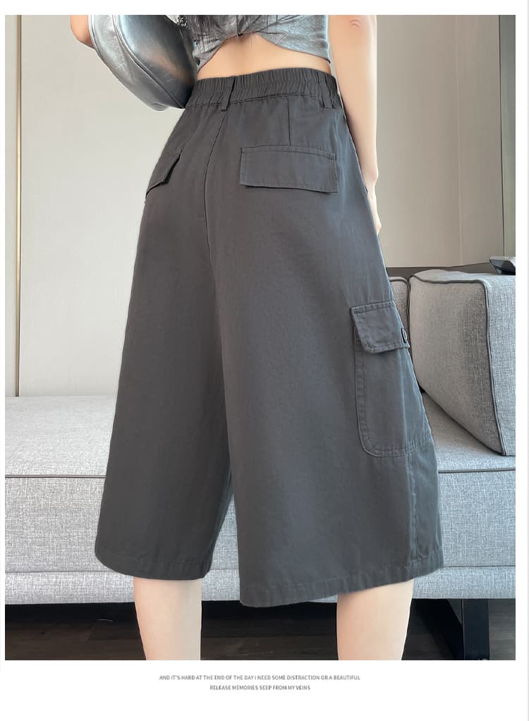 실사 카키 색 워크웨어 캐주얼 바지 여성 2026 여름 새로운 루즈핏 스트레이트 주머니 넓은 다리 7부 바지 상세 이미지 66
