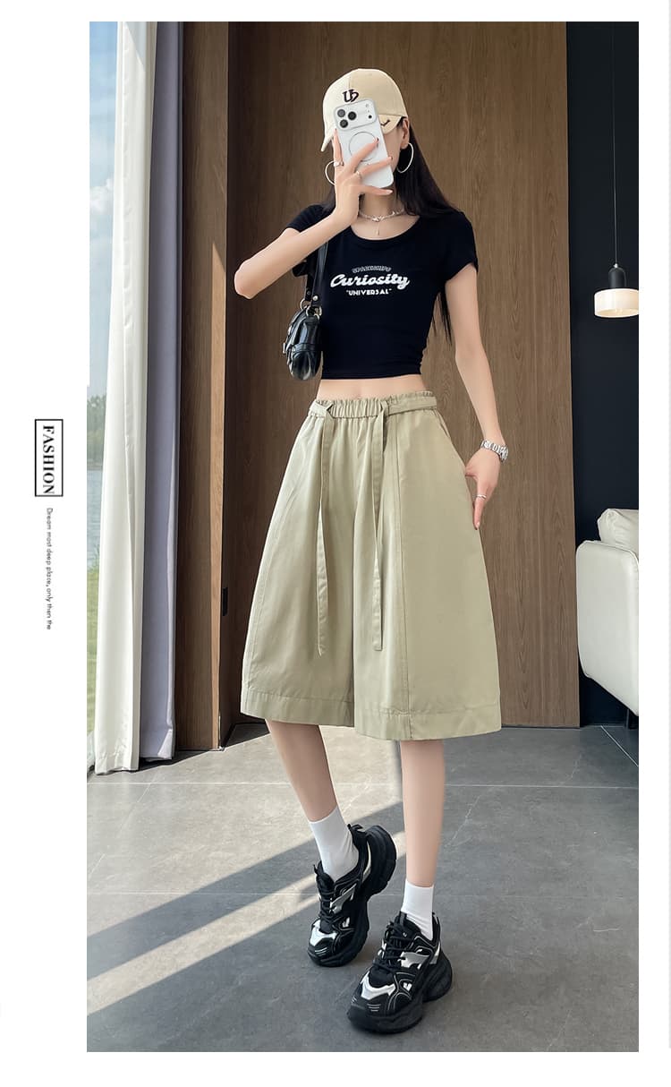 실사 주간 실크 코튼 느긋한 바람 캐주얼 와이드 레깅스 바지 여름 새로운 디자인 센스 허리밴드 레이스업 오부 바지 상세 이미지 47