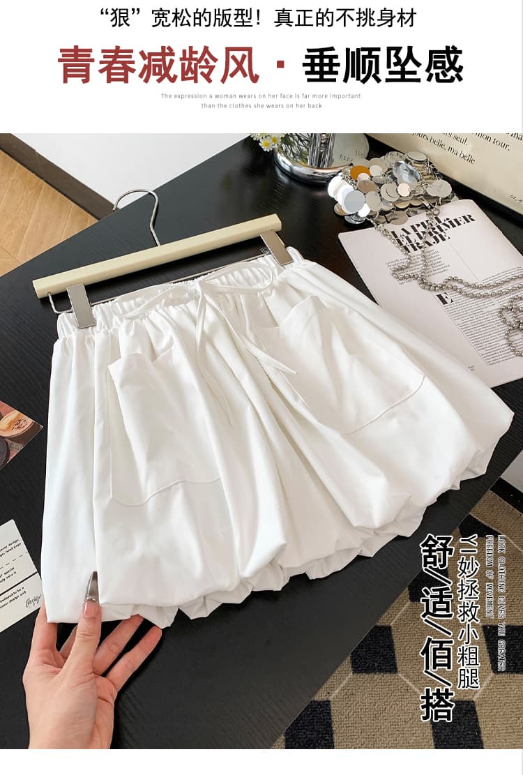 실사 분위기 센스 소녀 3 차원 꽃밭 미니 스커트 반신 스커트 여성 하이웨이스트 슬림해 보이는 한 마디 퍼프 짧은 치마바지 상세 이미지 6