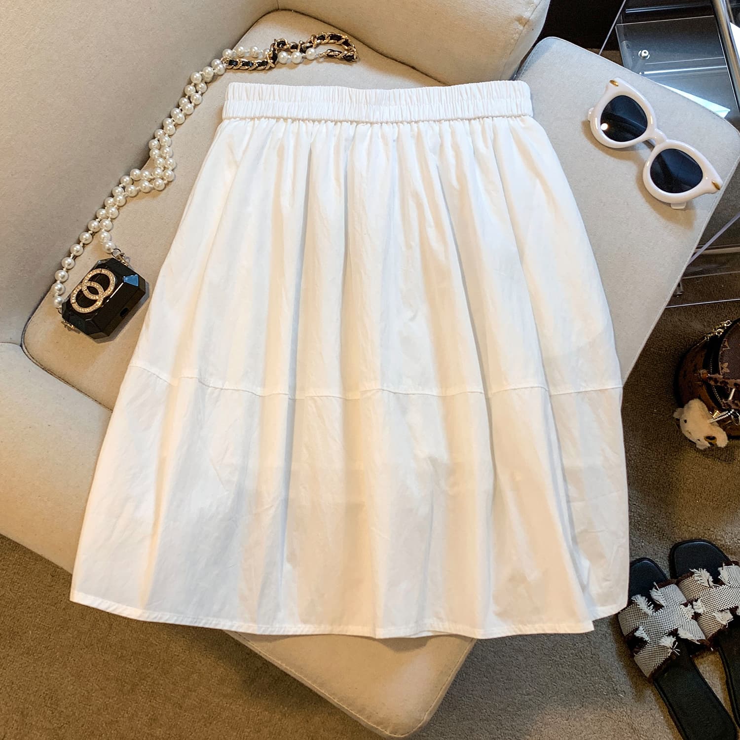 실사 품격 도트 무늬 꽃밭 반신 스커트 여성 여름 새로운 작은 키 하이웨이스트 달콤함 한 마디 우산 치마 미니 스커트 이미지 5