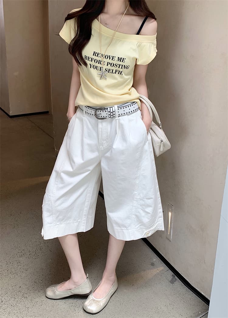실사 아메리칸 레트로 명중 Pleat 워시 물 7 점 청바지 여성 하이웨이스트 슬림해 보이는 모통이 칼 디자인 스트레이트 넓은 다리 바지 상세 이미지 4