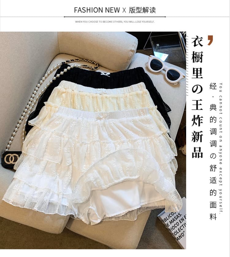 실사 발레 바람 레이스 레이스 케이크 반신 스커트 여성 2026 새로운 하이웨이스트 한 마디 노출 방지 퍼프 미니 스커트 상세 이미지 3