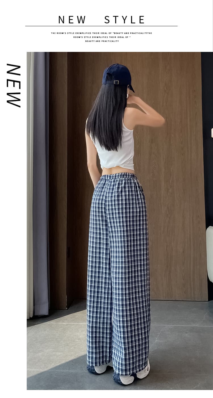 실사 한 부서 디자인 센스 체크무늬 스트레이트 팬츠 여성 2026 새로운 루즈핏 슬림해 보이는 다용도 조거 긴 바지 상세 이미지 36