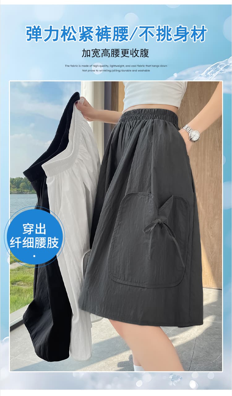실사 워크웨어 주머니 나비 매듭 동점 로프 캐주얼 치마바지 여성 2026 새로운 디자인 센스 한 마디 다용도 치마바지 상세 이미지 3